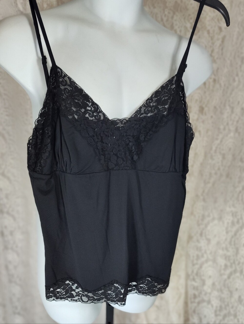 PINK Victoria's Secret Black Lace Trim Camisole
